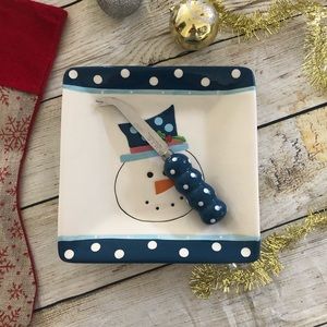 MSC Snowman Ceramic Square Plate Set